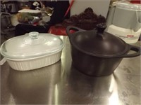 All Clad Pot & 2 1/2 QT Corningware Covered Dish