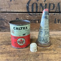 Caltex RPM Tin Pourer Cap & 1lb Grease Tin