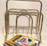 Mid Century Modern Brass Looking Magazine Rack,