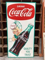 Original Coca Cola Sprite Boy Tin Sign - 1941