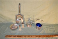 Lot: miscellaneous table wares and hand mirror hav