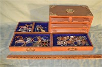 Wooden 4 drawer jewelry box with costume jewelry