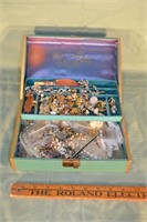 Green jewelry box with costume jewelry
