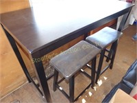 High top table 23"d x 48"w x 36"h w/2 stools & 1