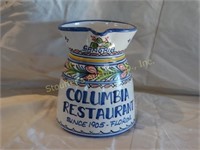Columbia Restaurant Fl. pottery pitcher 6 1/2"t