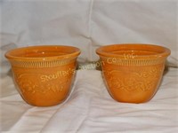 2 Vintage pottery mini crocks 3 1/2"d x 2 1/2"t