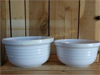 2 Stoneware mixing bowls largest is 9" 1 has