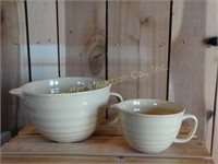 2 Stoneware At Home mixing bowls largest is 8