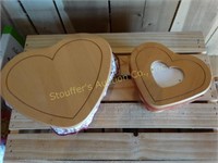 2 Longaberger Heart shaped baskets w/wood lids 1