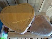 2 Longaberger Heart shaped baskets, 2 wood lids,