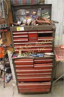 CRAFTSMAN ROLLING TOOL BOX W/MISC TOOLS, SIDE TRAY