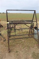 ROLLING STEEL A-FRAME, 4 PIPE SAW HORSES, MISC