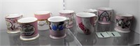 9 Antique Shaving Mugs Pink Lustre