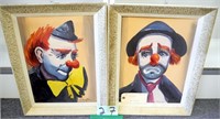 2 Clown Oil Paintings Signed F Brighton?