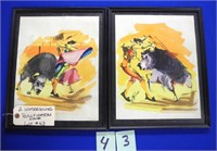 2 Watercolors of Bullfighting - Signed