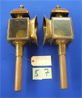 2 Early Brass Carriage Lamps