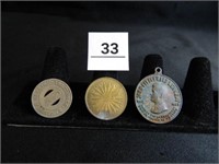 Tokens-(2); JFK Medallion-(tarnished);