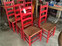 6 ladder back chairs w/ woven seats