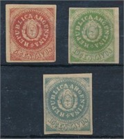 ARGENTINA #5, #6 & #7 MINT FINE-VF NG/H/HH