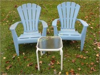 Blue Plastic Muskoka Chairs and Table