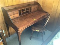52 in.writing desk w/drawers, and chair