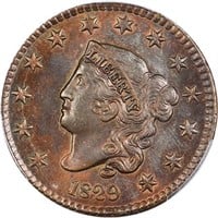 1C 1829 LARGE LETTERS. PCGS MS63 BN CAC