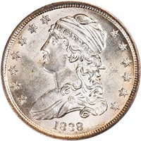 25C 1838 CAPPED BUST. PCGS MS64 CAC