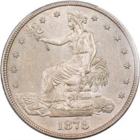 T$1 1878-CC TRADE. PCGS AU58