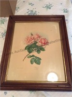Very old lithographed flower.  Frame has damage