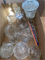 Glassware, compote, divided dish & candy dishes.