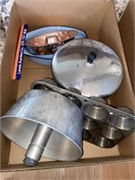 Cake pans, pot with lid & muffin tin.