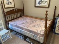 Full size bed. Footboard has missing spindles