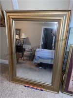 Large framed beveled glass wall mirror