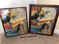 2 framed Native American pictures.