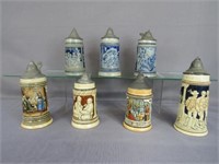 7 ASSORTED BEER STEINS: