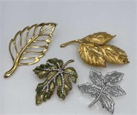 Lot of 4 Leaf Brooches 2 Signed Napier, Gerry’s
