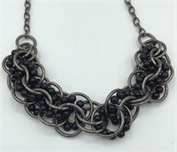 YOUSI Black Bead in Silver Rings 18” Necklace