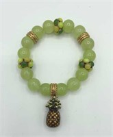 Glass Beaded Bracelet w/ Pineapple Charm