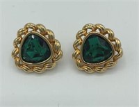 SIGNED SAL SWAROVSKI Emerald Green Earrings