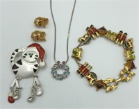Lot of 4 Whimsical CHRISTMAS Jewelry AVON