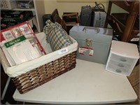 Basket w/ Metal File Box, Organizer, & Other