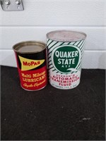 Mopar and Quaker State Lubricant advertising Cans