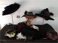 Vintage antique  Hat lot with stands