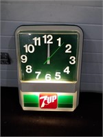 7up Advertising clock and light. Measures