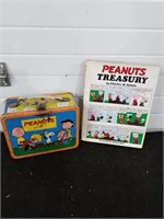 Vintage metal Peanuts lunchbox and Treasury Book