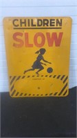 Vintage Slow Children steel street sign measures