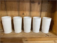 VINTAGE MILKGLASS  - 5 TEA GLASSES - FRUIT RELIEF