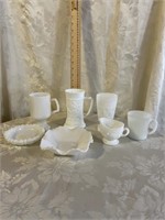 VINTAGE MILKGLASS LOT - MUGS/CANDY DISHES/MORE