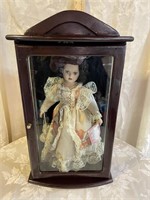 BEAUTIFUL PORCELAIN DOLL "NELLY" IN WOOD CASE