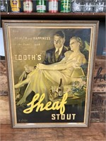 Original 1930's Tooth's Sheaf Stout Large Poster